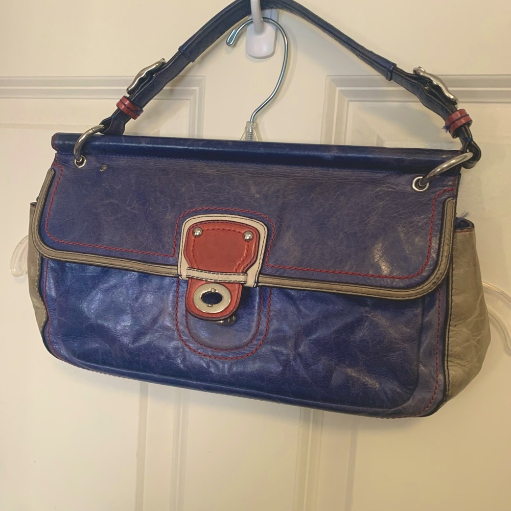 Vintage blue white red coach bag 70th anniversary limited edition